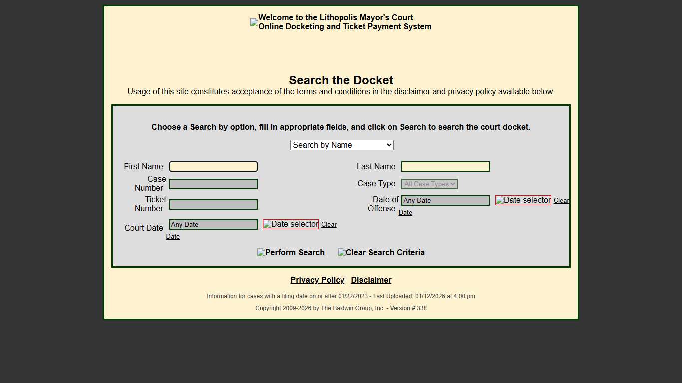 Lithopolis - Docket Search