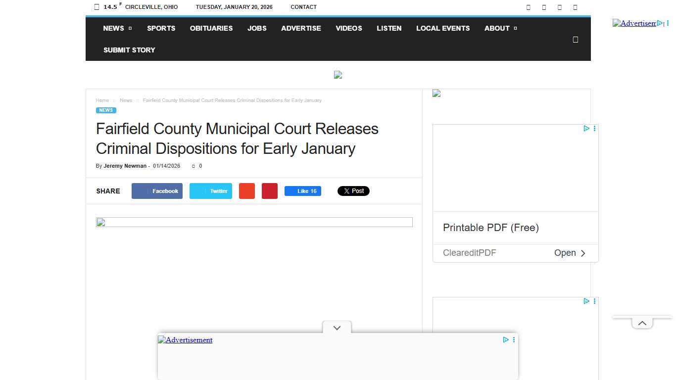 Fairfield County Municipal Court Releases Criminal Dispositions for Early January - Scioto Post